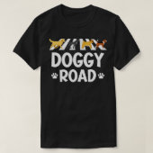 Funny Dog Lovers Doggy Road Rock Music Parody T-shirt (Design voorkant)