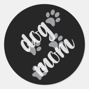 Funny Dog mama met Dog Paw Prints Ronde Sticker