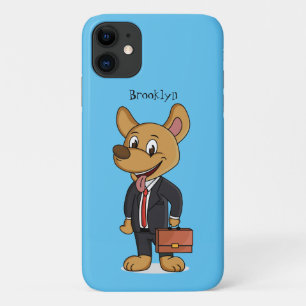 Funny dog met cartoon voor een pak voor een bedrij iPhone 11 hoesje