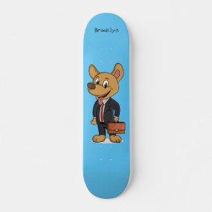 Funny dog met cartoon voor een pak voor een bedrij skateboard