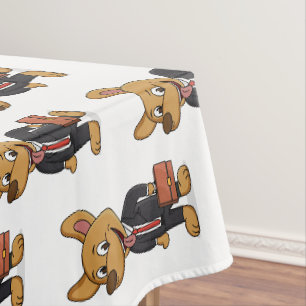 Funny dog met cartoon voor een pak voor een bedrij tafelkleed