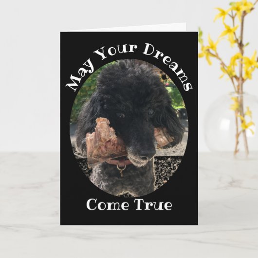 Funny Dog met een Bone Birthday Kaart (Gele Bloem)