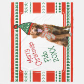 Funny Dog met Elf Pet en Scarf Red Green Custom Fleece Deken (Voorkant)