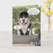 Funny Dog Motorcycle Cop Birthday Kaart (Gele Bloem)