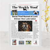 Funny Dog Newspaper Kaart (Gele Bloem)