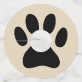 Funny dog paw voetafdruk pet Birthday viering Wijnglaslabel (Achterkant)