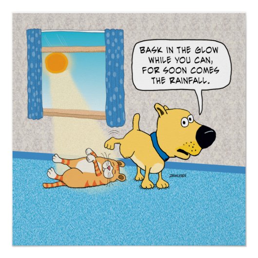 Funny Dog Peeings over het Poster van de kat Perfect Poster (Voorkant)