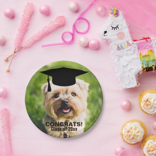 Funny Dog Photo Afstuderen Persoonlijke klasse van Papieren Bordje (Feest)