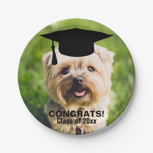 Funny Dog Photo Afstuderen Persoonlijke klasse van Papieren Bordje (Voorkant)