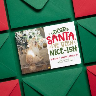 Funny Dog Photo Christmas Pet Afbeelding Gepersona Feestdagenkaart