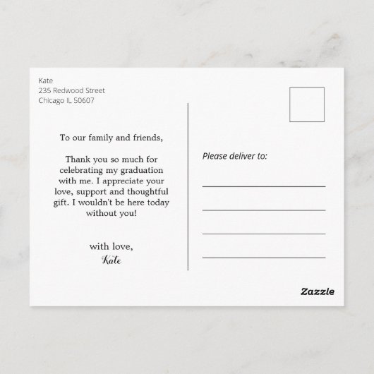 Funny Dog Photo Gepersonaliseerd Afstuderen Dank j Briefkaart (Achterkant)