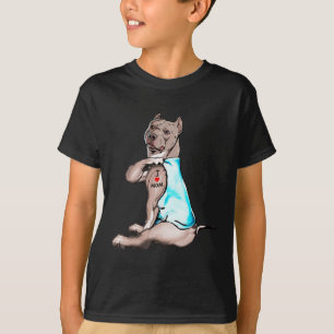 Funny Dog Pitbull Ik hou van mama Tattoo Hondenlie T-shirt