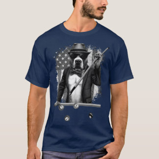 Funny Dog-poel Billiard American Flag Blac T-shirt