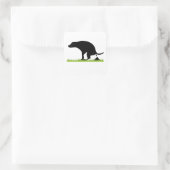 Funny Dog Pooping Vierkante Sticker (Tas)