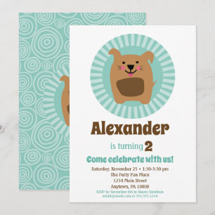 Funny Dog Puppy Birthday Invitation Boy Girl Kaart