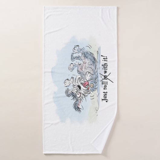 Funny Dog Rolling Cartoon Badhanddoek (Badhanddoek)