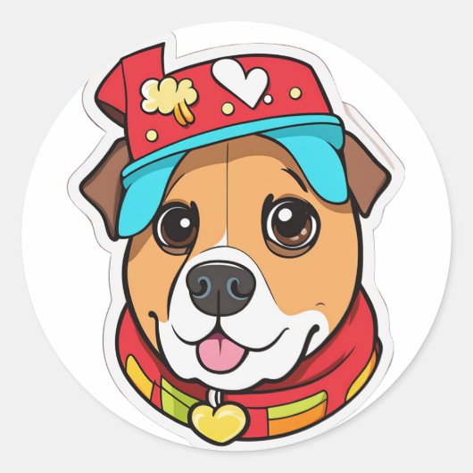 Funny dog ronde sticker (Voorkant)