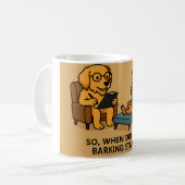 Funny Dog Therapist Cartoon Koffiemok (Voorkant links)