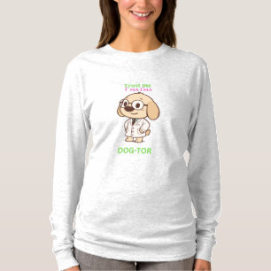 Funny DOG-TOR Cartoon Hond Dames T-shirt met Lange