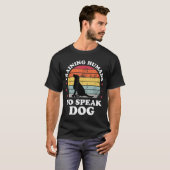 Funny Dog Trainer Retro Sunset Design T-shirt (Voorkant volledig)