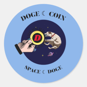 Funny Dog vangt postkoe in de ruimte Ronde Sticker