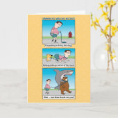 Funny Dog-Walking Mistakes Birthday Kaart (Gele Bloem)