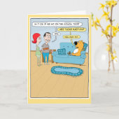 Funny Dog Wants Waffles on Couch Birthday Card Kaart (Gele Bloem)