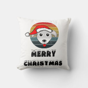 Funny Dog ziet grijze Cartoon met Santa Claus Pet Kussen