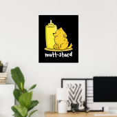 Funny Doggy Mustard Pun Dark BG Poster (Thuiskantoor)
