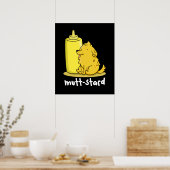 Funny Doggy Mustard Pun Dark BG Poster (Keuken)