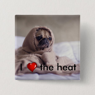 Funny doggy vierkante button 5,1 cm