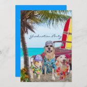 Funny Dogs Afstuderen Beach Party Kaart (Voorkant / Achterkant)