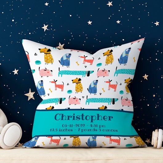 Funny Dogs Birth Stats Kussen