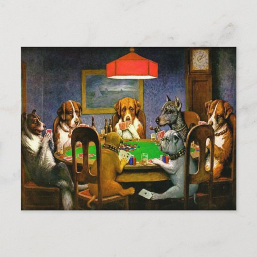 Funny  Dogs die poker speelt Briefkaart (Voorkant)