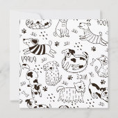 Funny Dogs doodle pattern baby shower Kaart (Achterkant)
