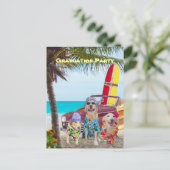  Funny Dogs/Lab Briefkaart Beach Party (Staand voorkant)
