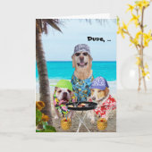 Funny Dogs / Lab in Hawaiiaanse Shirten op het str Kaart (Gele Bloem)