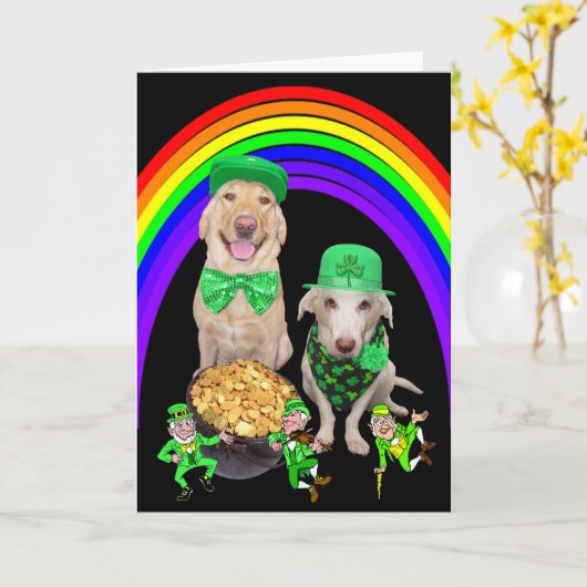  Funny Dogs / Lab St. Patrick Kaart (Gele Bloem)