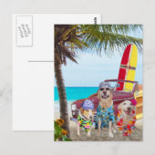  Funny Dogs/Labs op het strand Briefkaart (Voorkant / Achterkant)