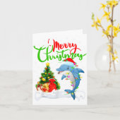 Funny Dolphin Fish Lover Xmas Lighting Dolphin Chr Kaart (Gele Bloem)