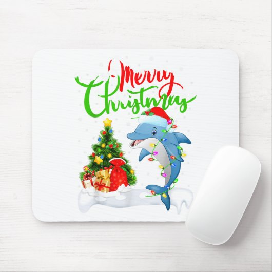 Funny Dolphin Fish Lover Xmas Lighting Dolphin Chr Muismat (Met muis)