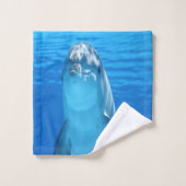 funny dolphin in the sea bad handdoek (Wasdoekje)