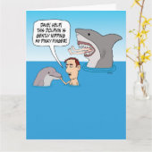Funny Dolphin Nip en Shark Bite Birthday Kaart (Gele Bloem)