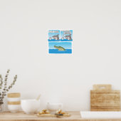 Funny Dolphin, Shark and Sad Alligator Poster (Keuken)