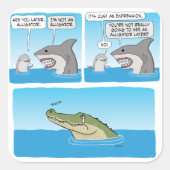 Funny Dolphin, Shark and Sad Alligator Vierkante Sticker (Voorkant)