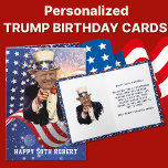 Funny DONALD TRUMP 50e carte d'anniversaire<br><div class="desc">Funny DONALD TRUMP 50e CARTE D'ANNIVERSAIRE avec TRUMP habillé comme UNCLE SAM. Tout le texte et les polices peuvent être modifiés.</div>