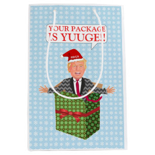 Funny Donald Trump met kerstmis Yuuge Humor Medium Cadeauzakje