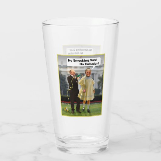 Funny Donald Trump Poetin Pistool Joke Glas (Achterkant)