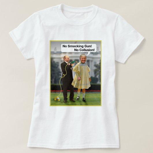 Funny Donald Trump Poetin Pistool Joke T-shirt (Design voorkant)