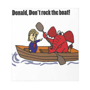 Funny Donald Trump Rocking the Boat Cartoon Notitieblok